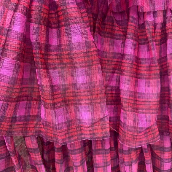 Kimchi Blue/ UO Red & Pink Plaid Tiered Dress - Picture 2 of 6